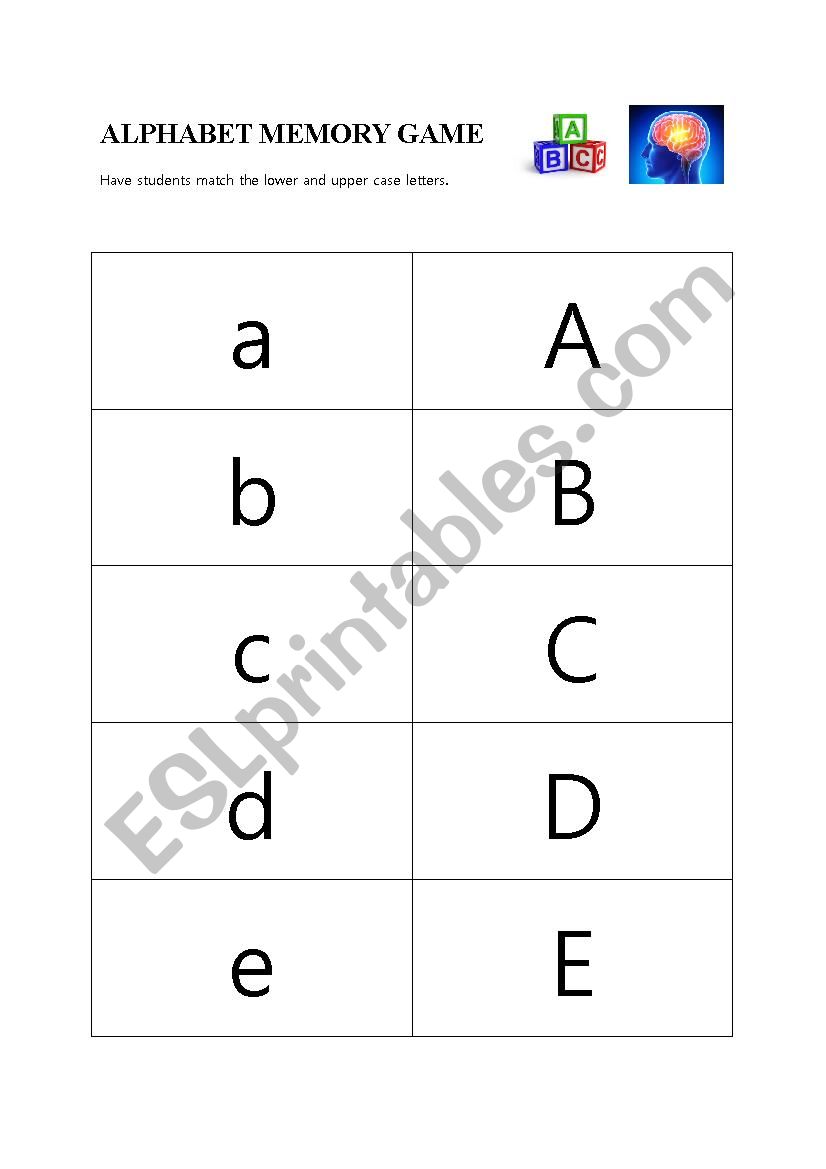 Alphabet Memory Game worksheet