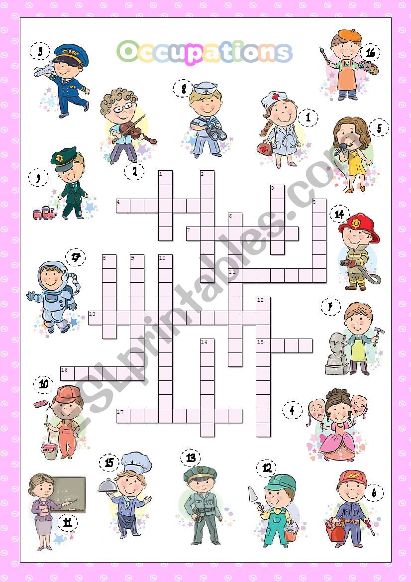 Occupations crossword (KEY INCLUDED)