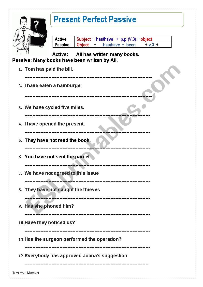 present perfect passive  worksheet