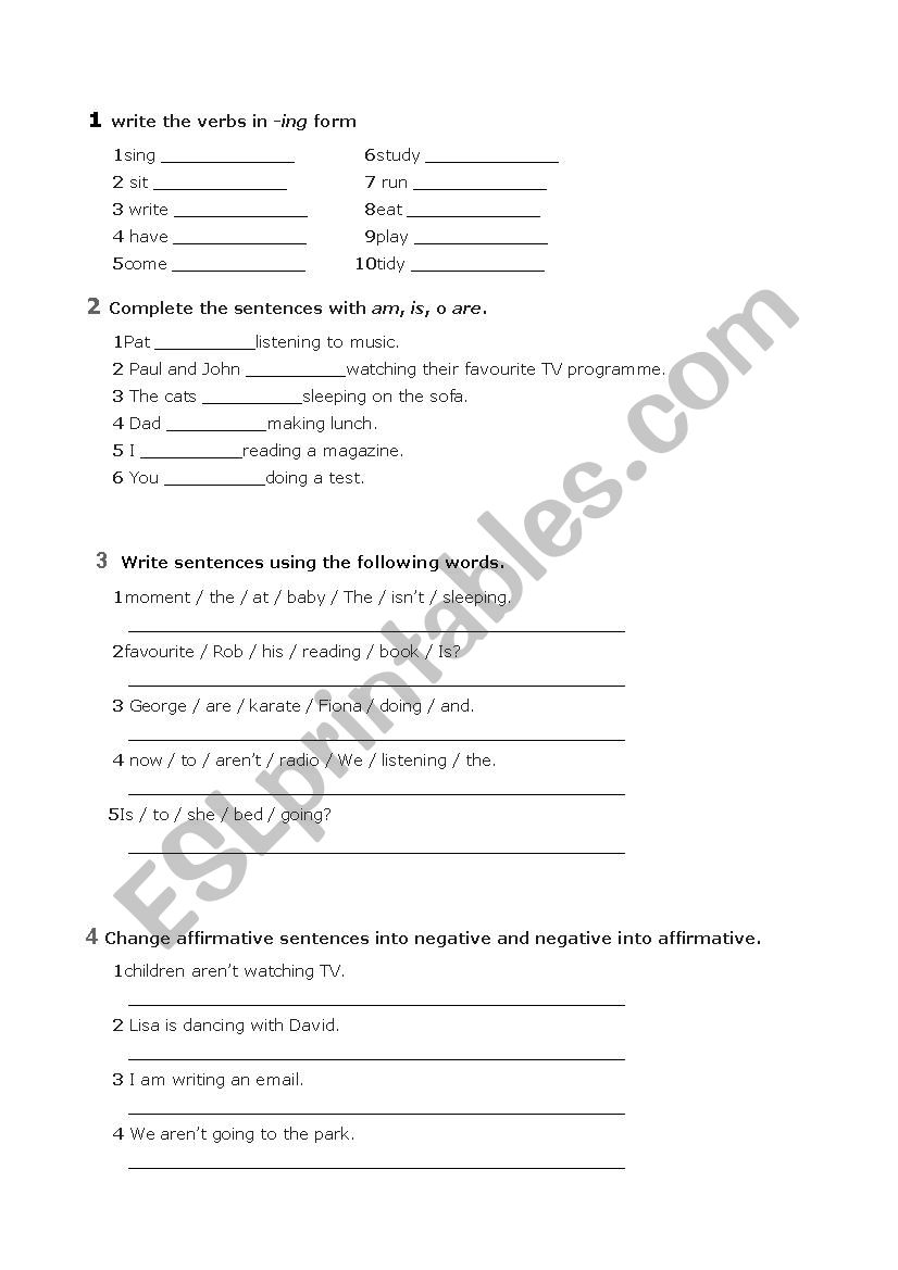 present simple and continuous test