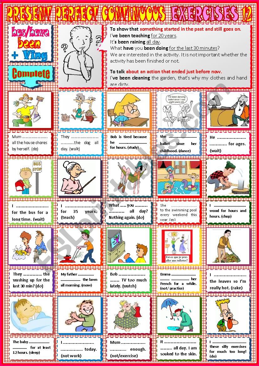 PRESENT PERFECT CONTINUOUS Exercises 12