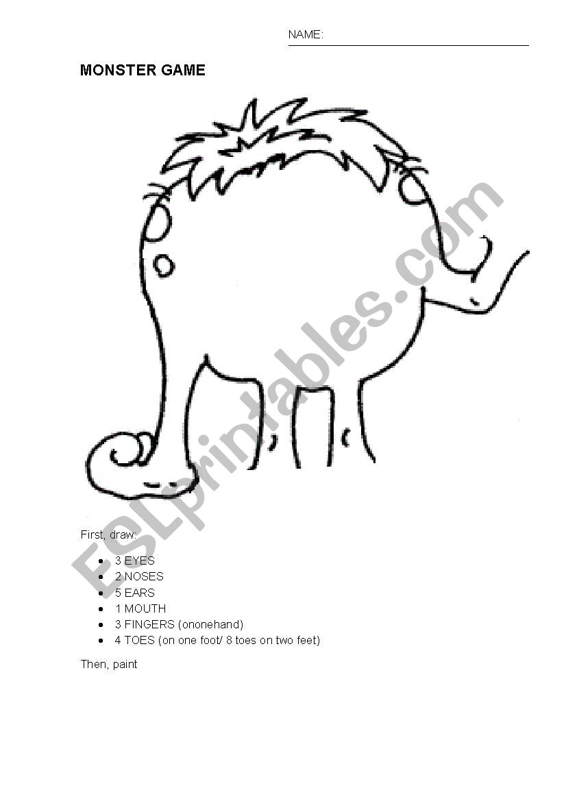 Draw your monster worksheet