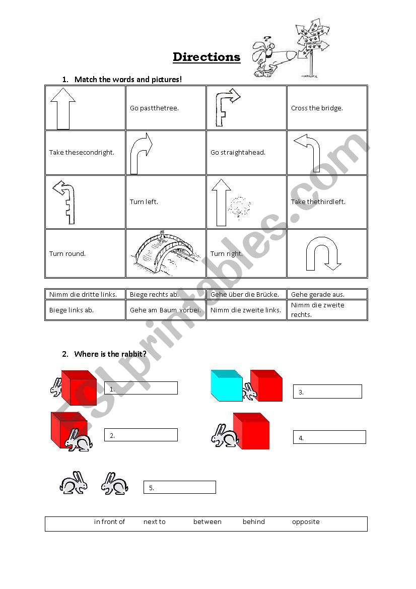 Directions worksheet