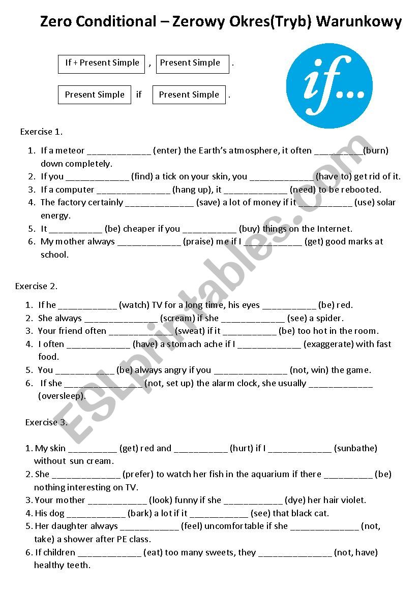 Zero Conditional worksheet