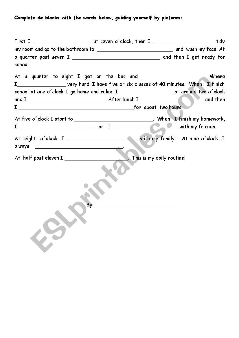 Daily Routines worksheet