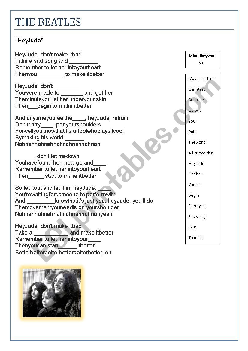 Beatles - Hey Jude worksheet