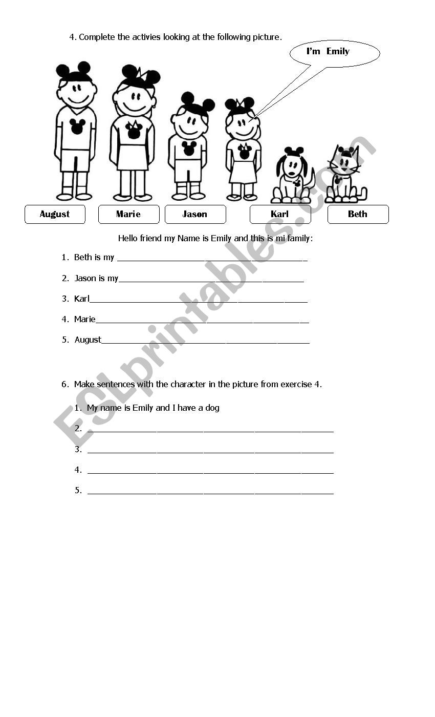 Family vocabulary worksheet