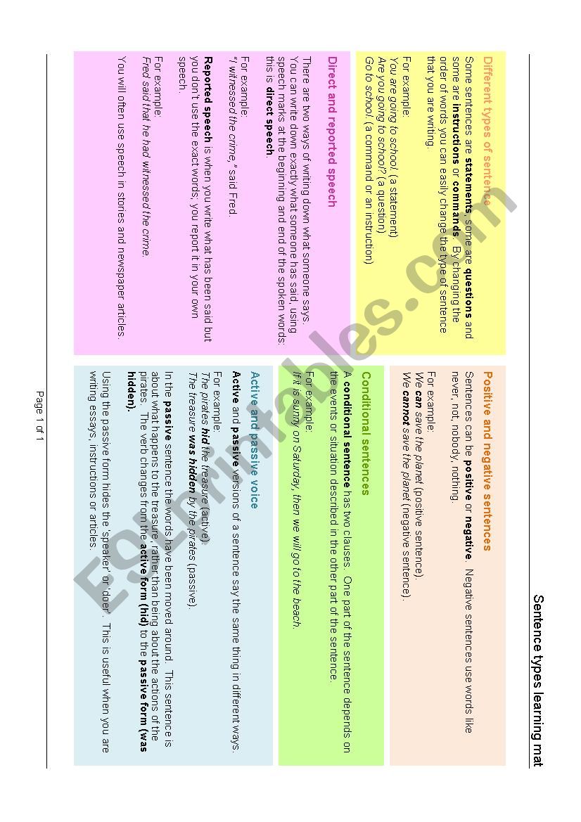 sentences worksheet