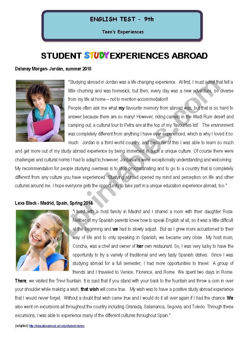 Test - Student Study Experiences