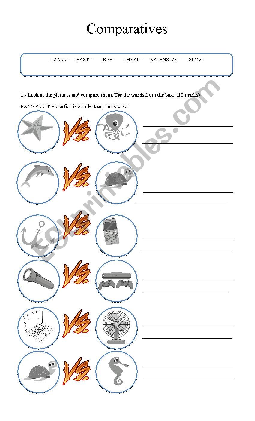 Comparatives worksheet