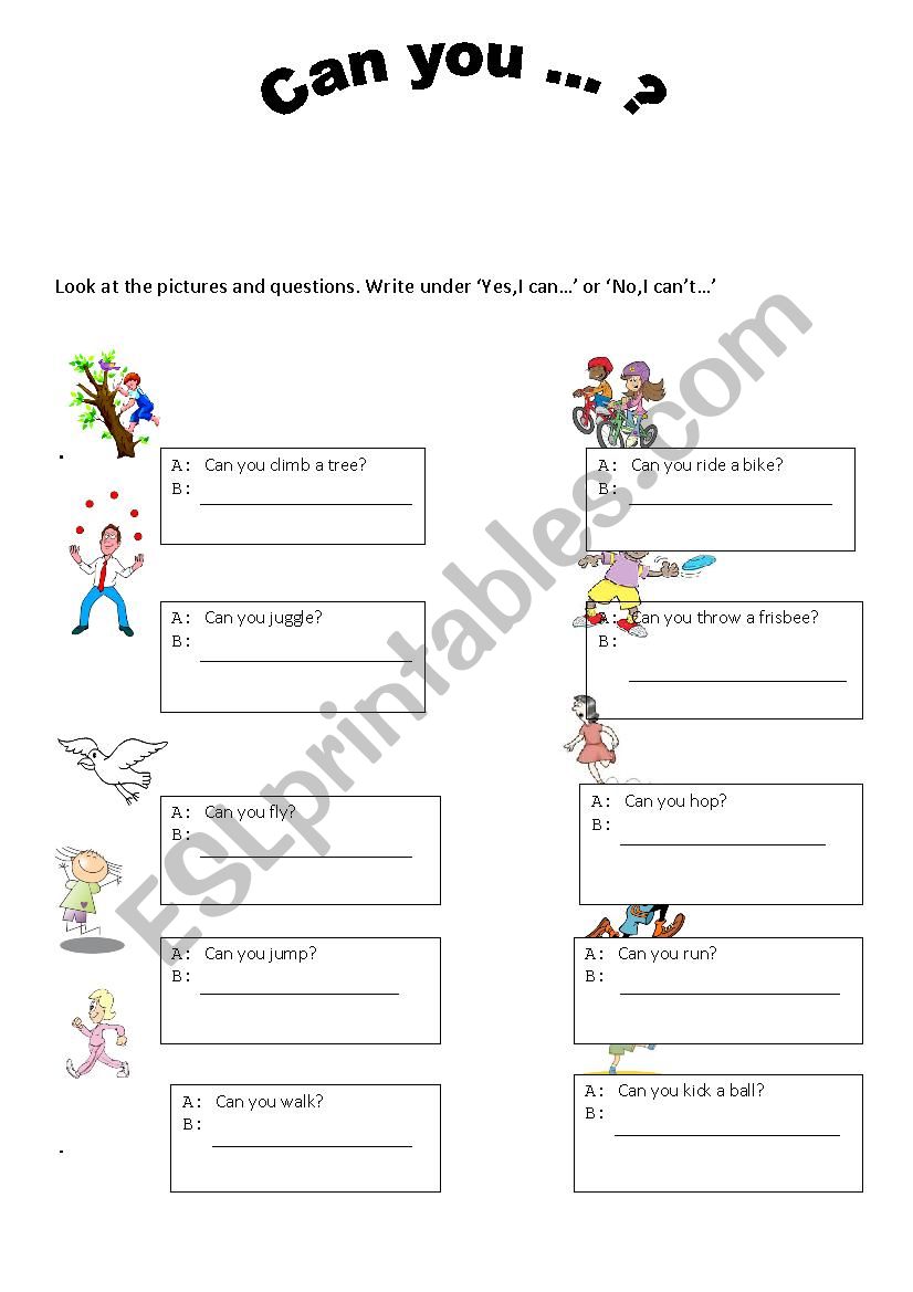 Can / Cant worksheet