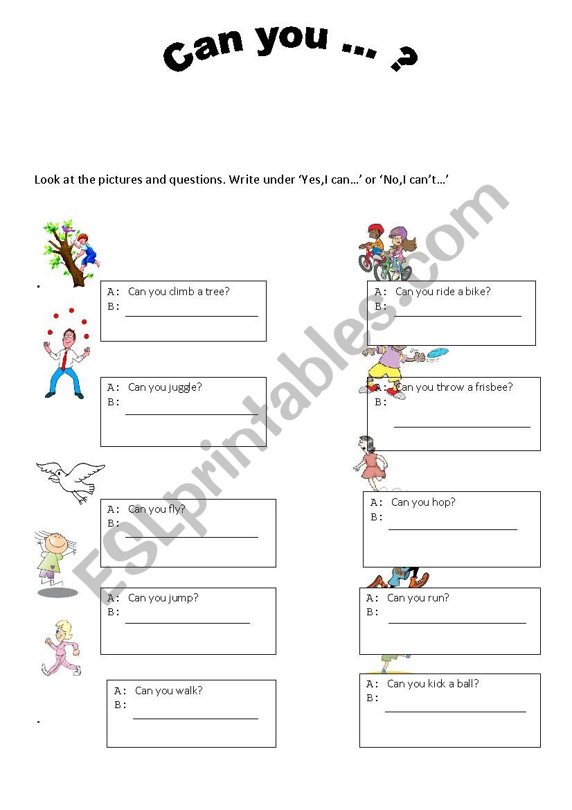 Can / Can´t worksheet
