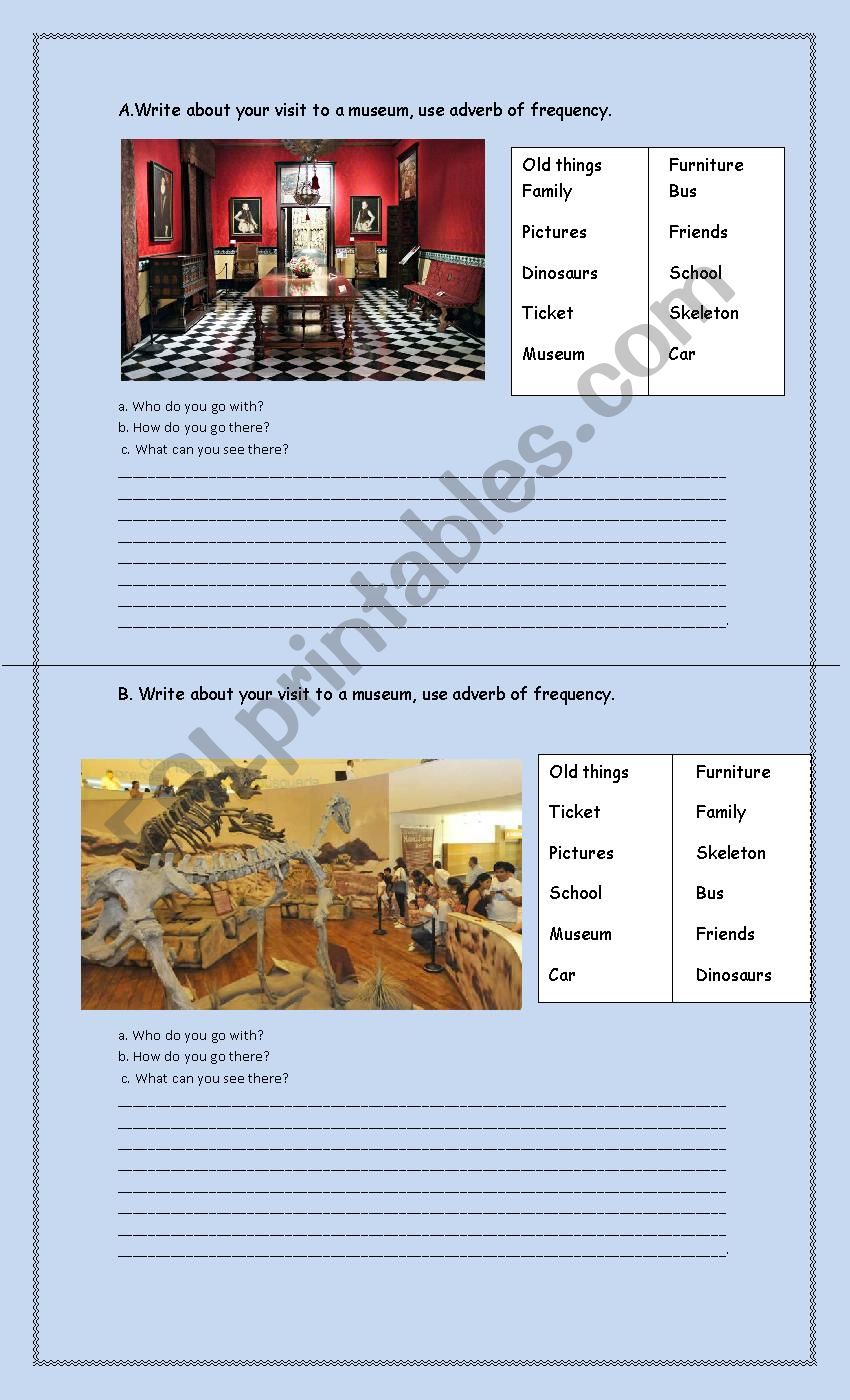 Museums worksheet