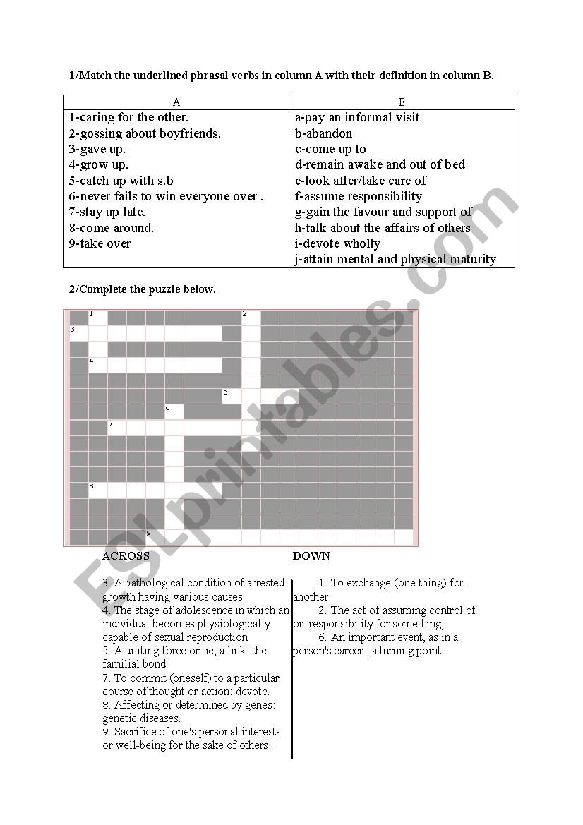 crossword puzzle module2 3rd form