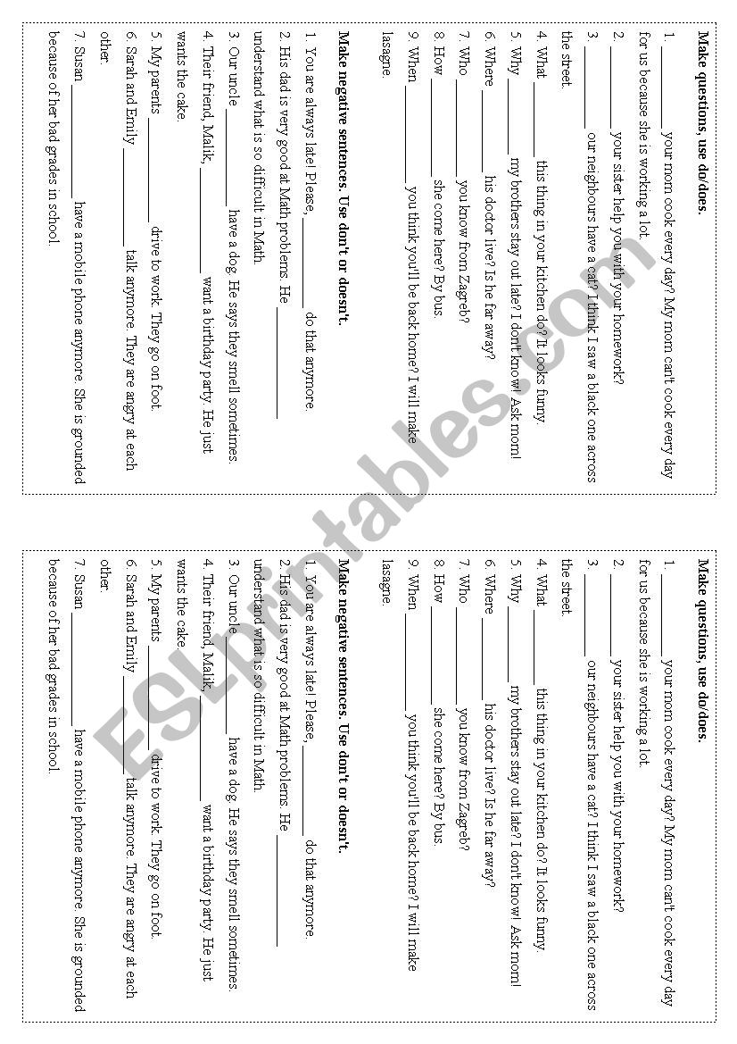 Simple Present Tense worksheet