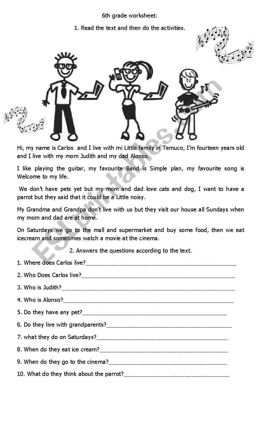 family reading actitivity worksheet