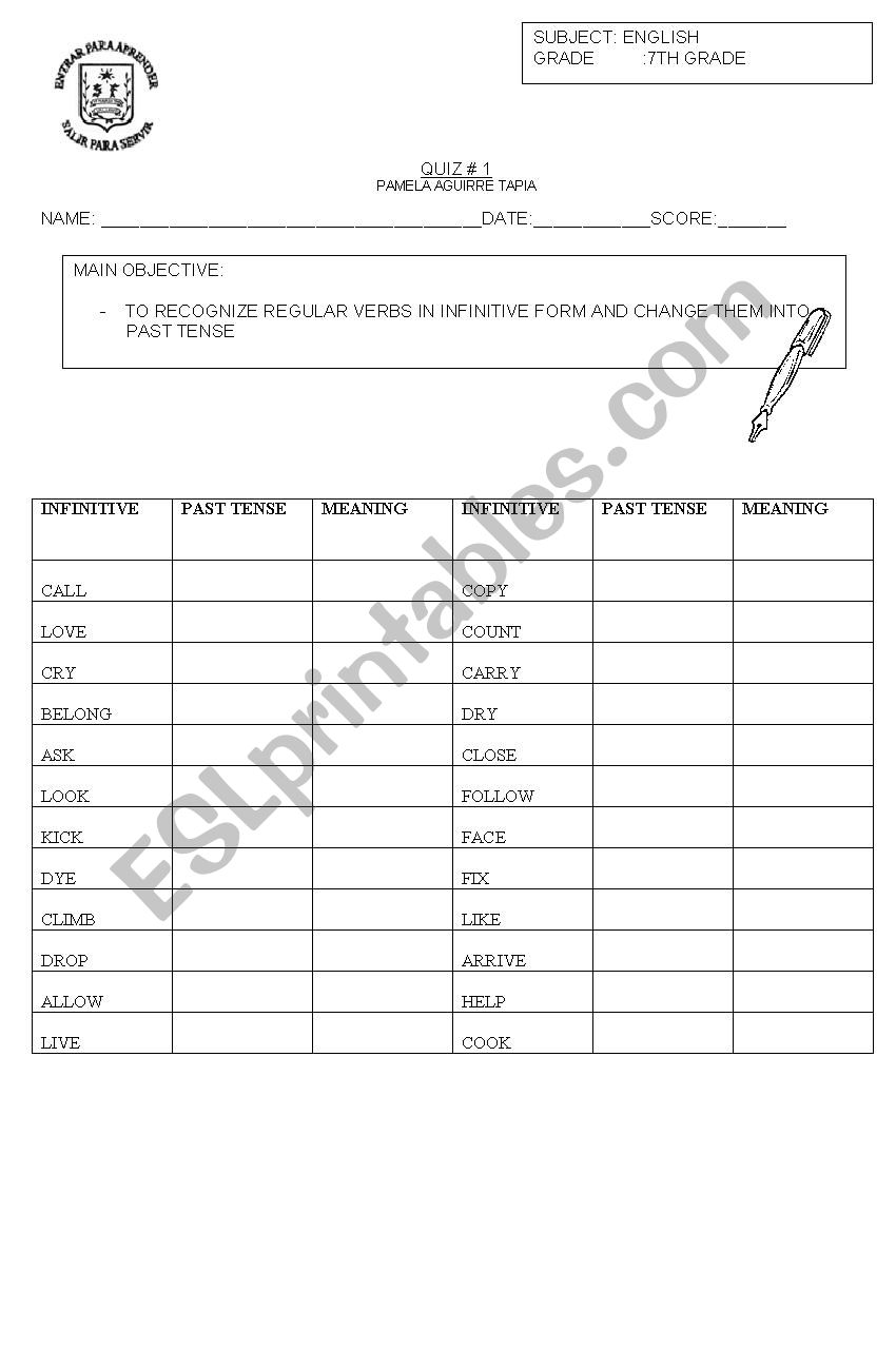 REGULAR VERBS worksheet