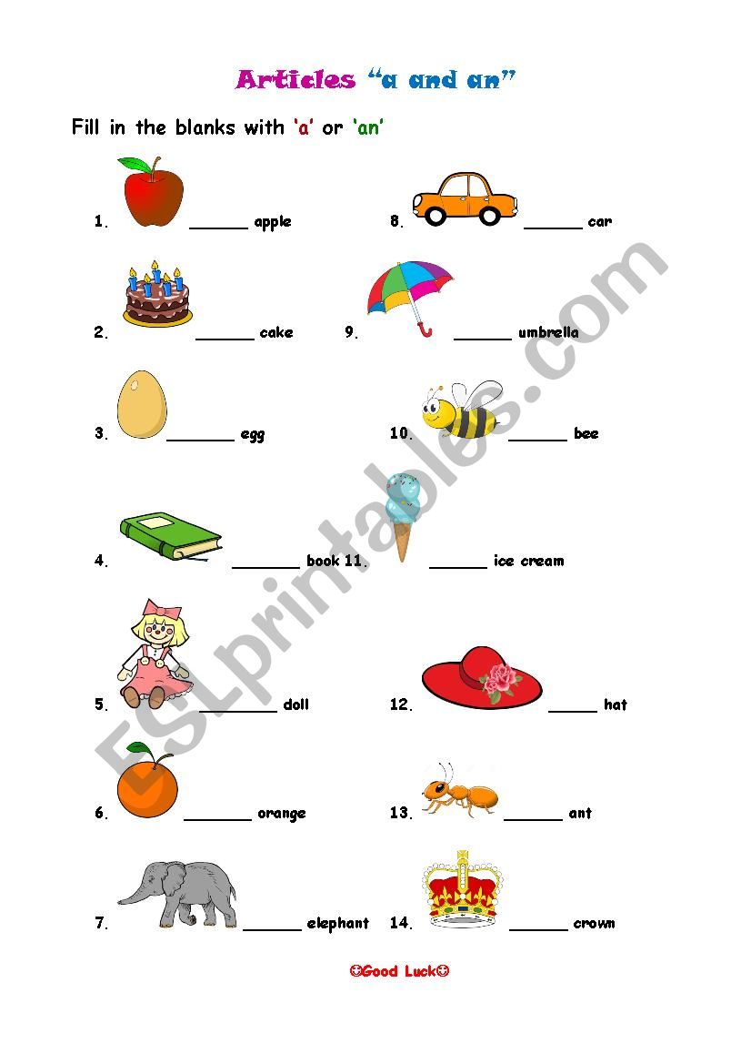 articles a or an for easy level - ESL worksheet by nilakrisnadhi