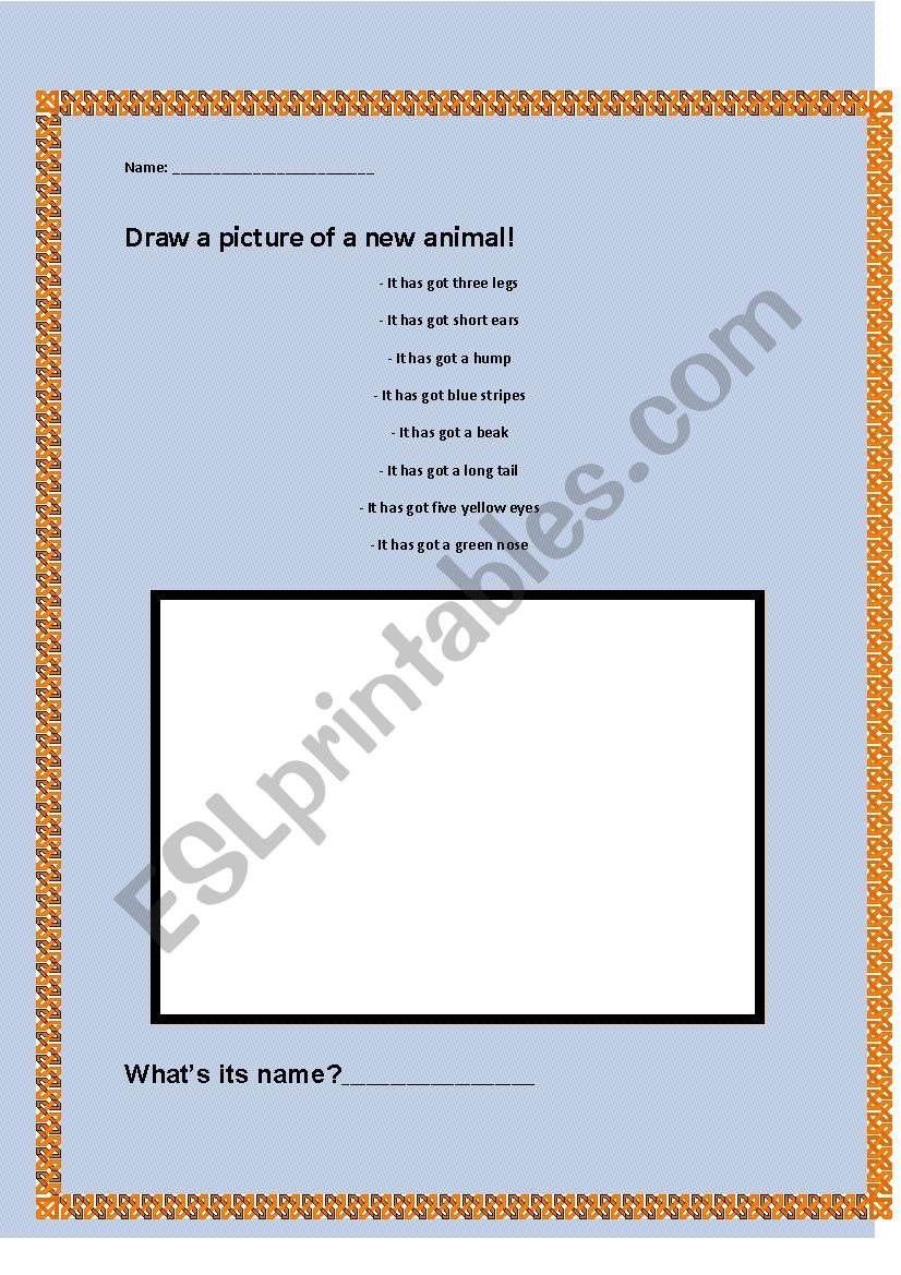 Draw a new animal worksheet