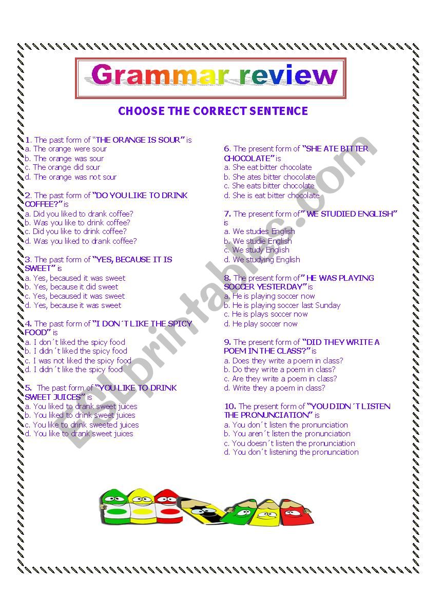 Grammar Review worksheet