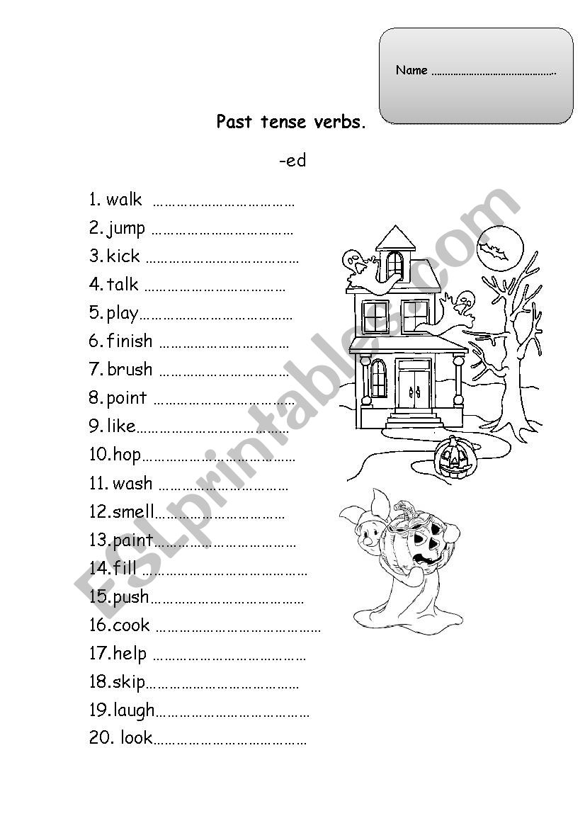 regular verb past tense worksheet