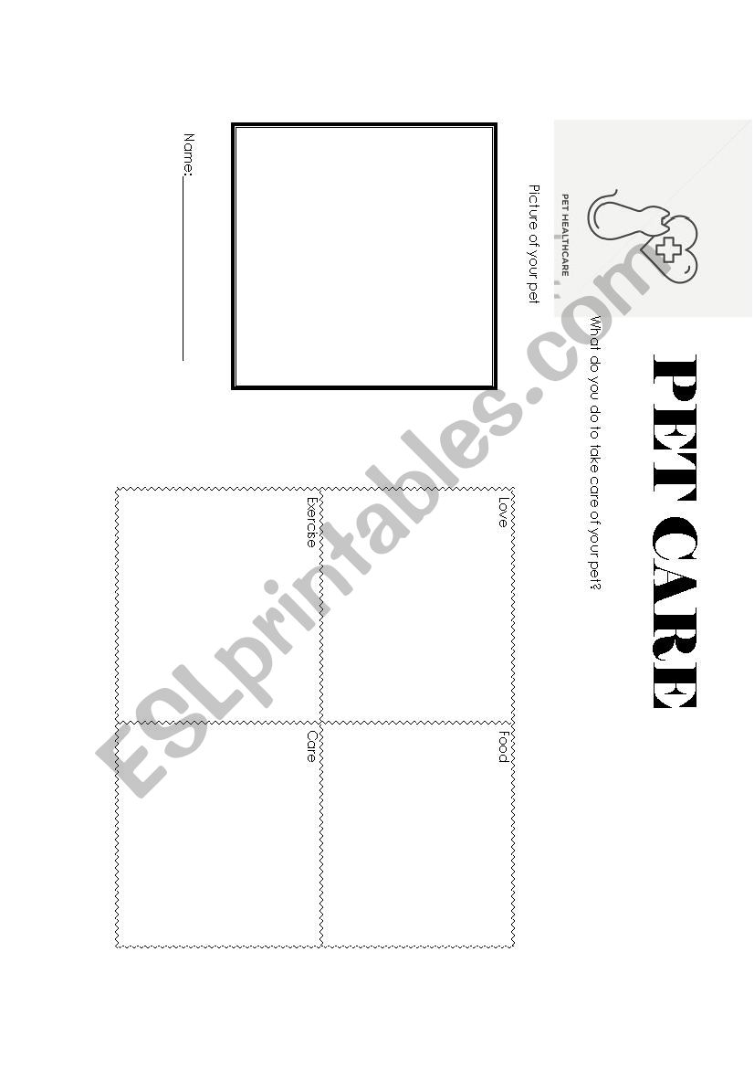 Pet care chart worksheet