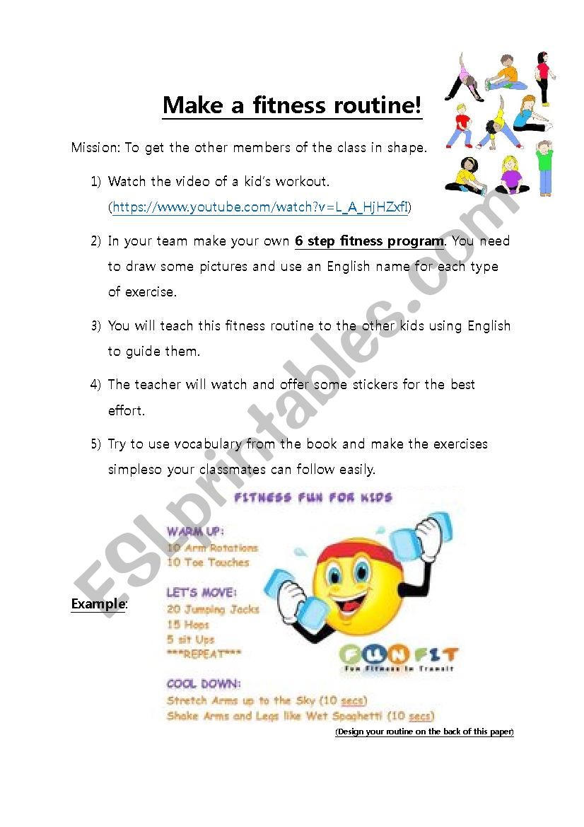 Making a fitness video worksheet