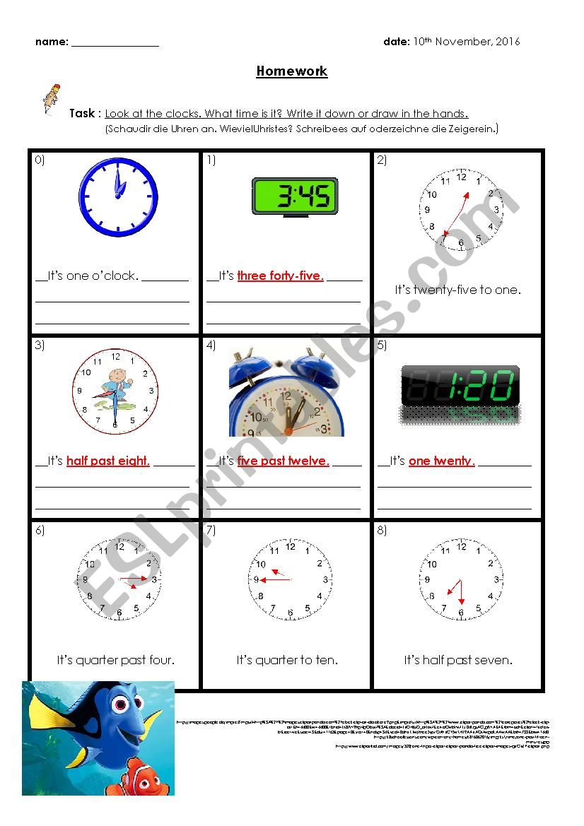 What time is it worksheet