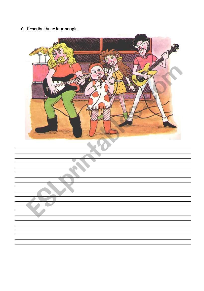 Describing a rock band worksheet