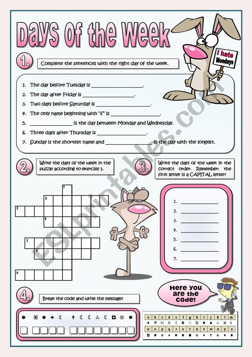 THE DAYS OF THE WEEK worksheet