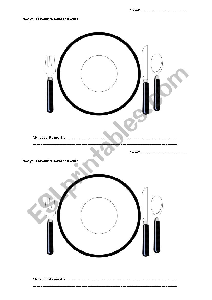 Draw your favourite meal worksheet