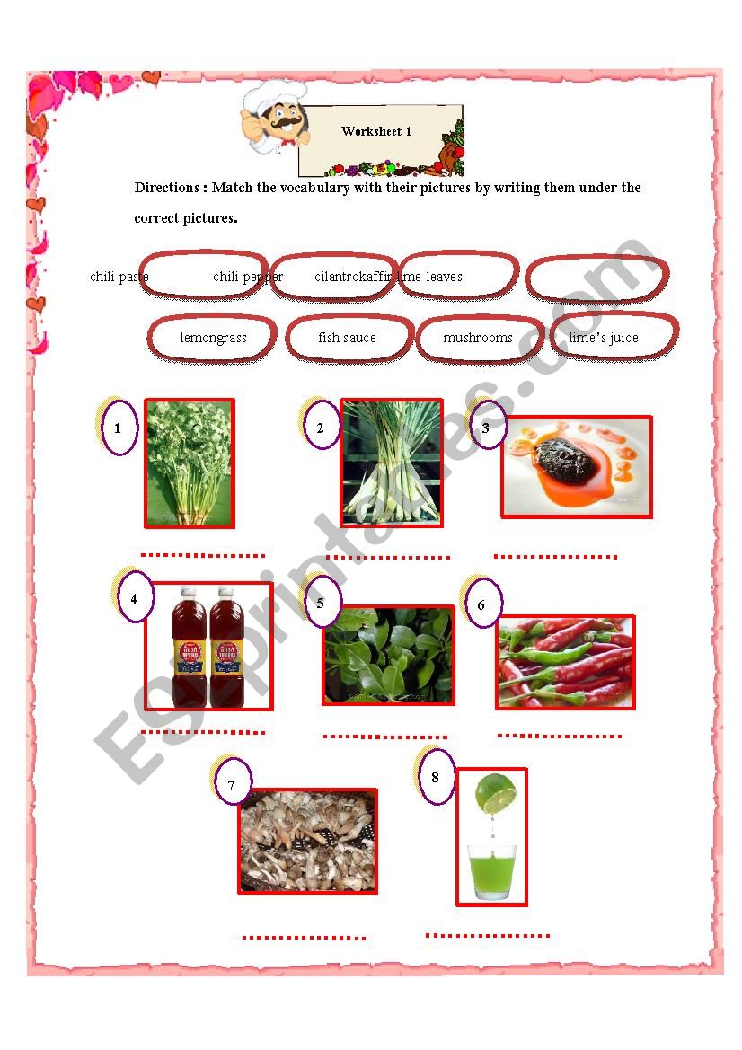 food worksheet