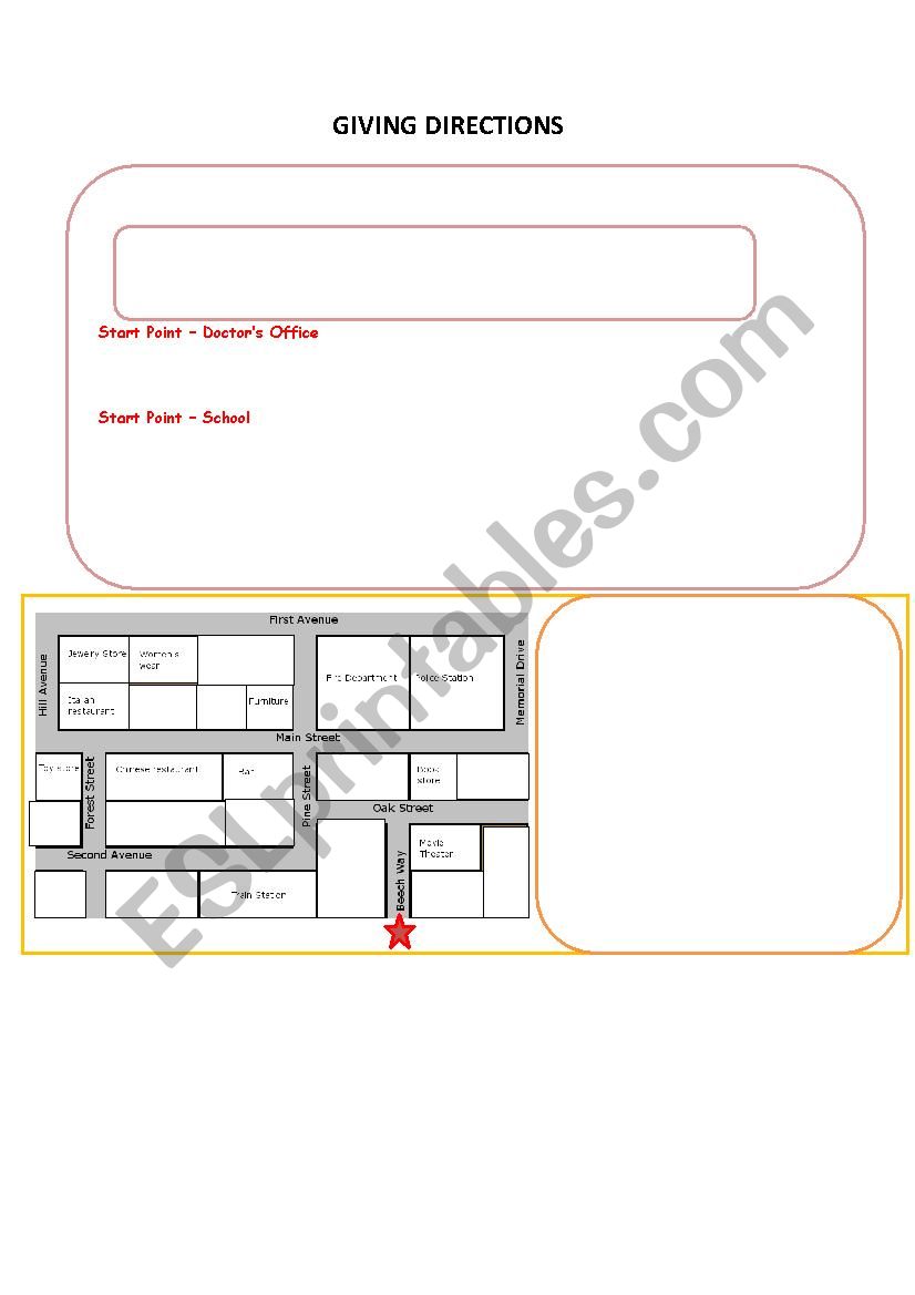 Giving directions exercise worksheet