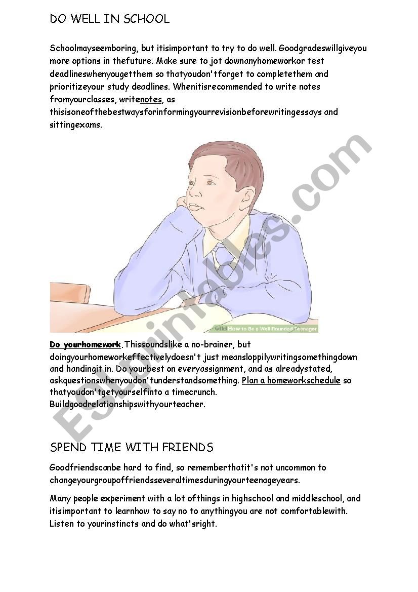Youth style worksheet