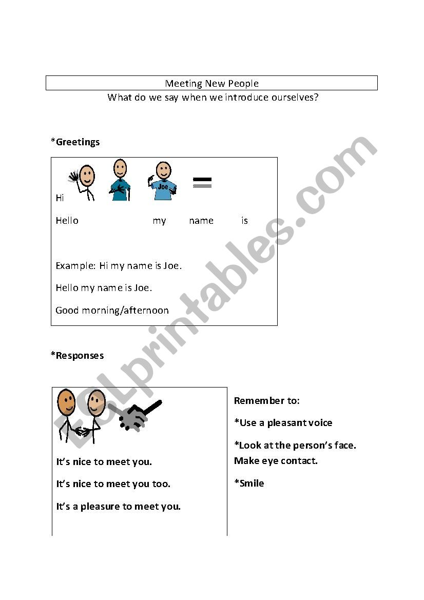 Meeting New People worksheet