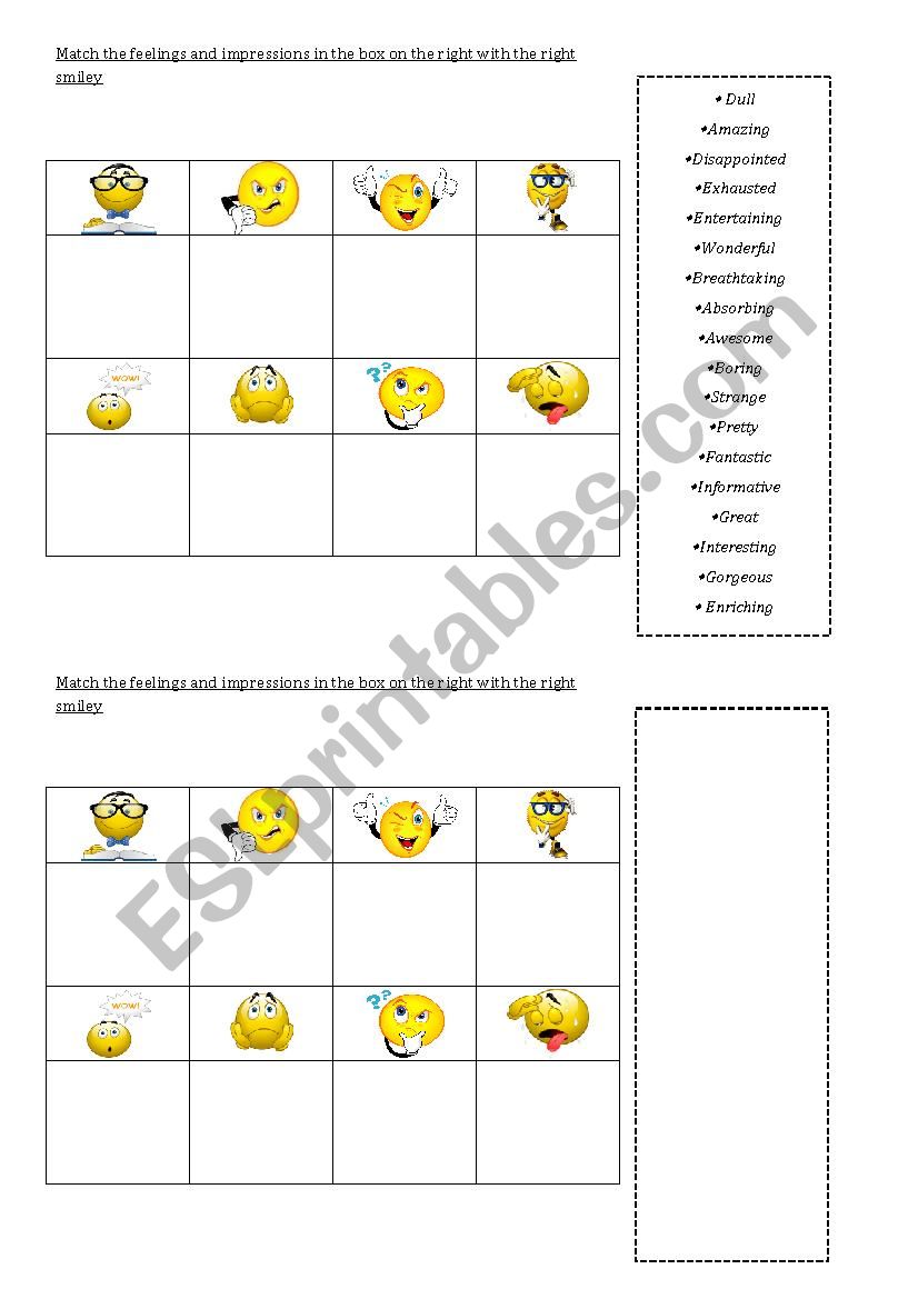Feelings & impressions  worksheet