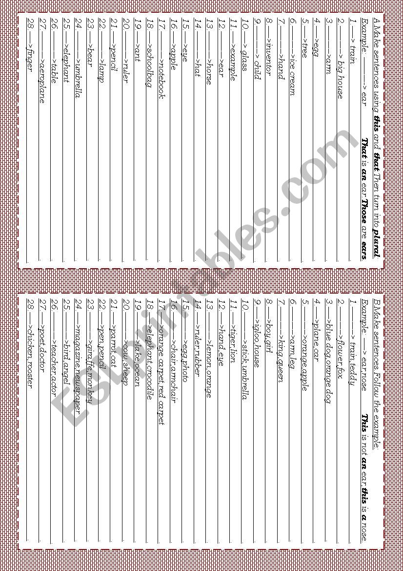 demonstratives worksheet