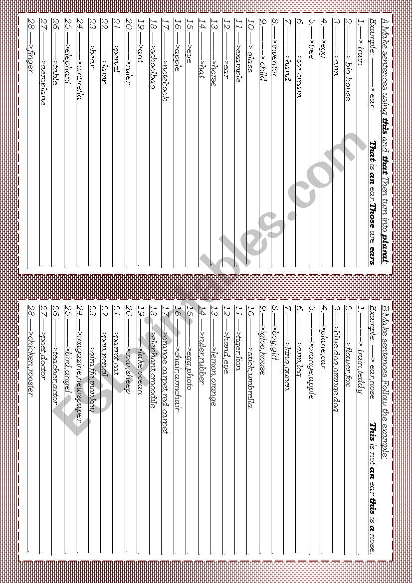 demonstratives worksheet