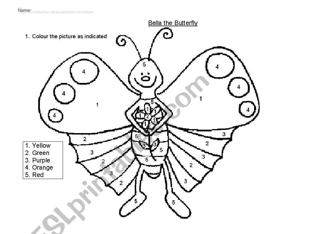 Bella the butterfly worksheet