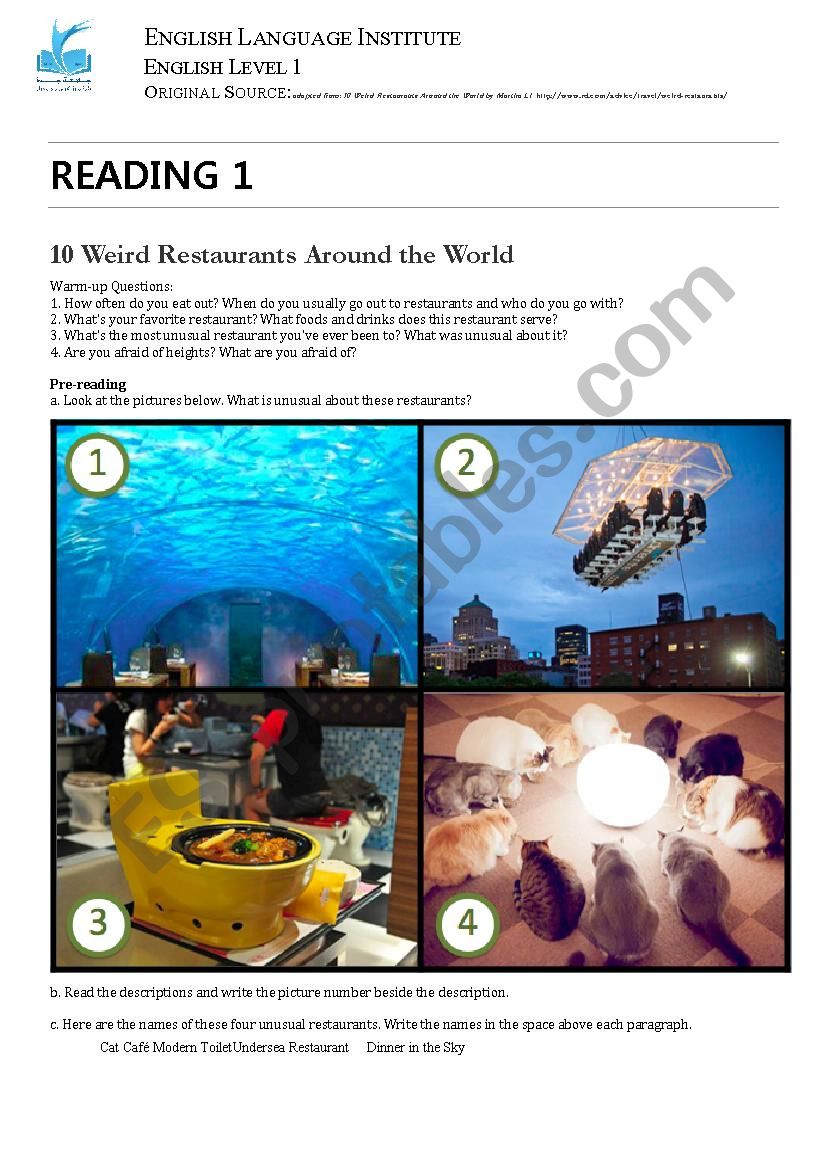 reading comprehenshion worksheet