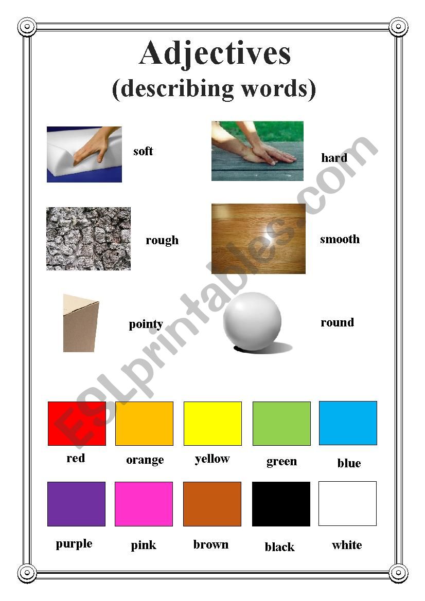 Adjective word bank worksheet