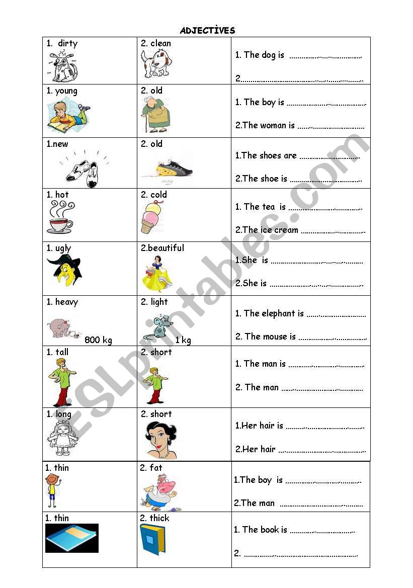 Adjectives worksheet