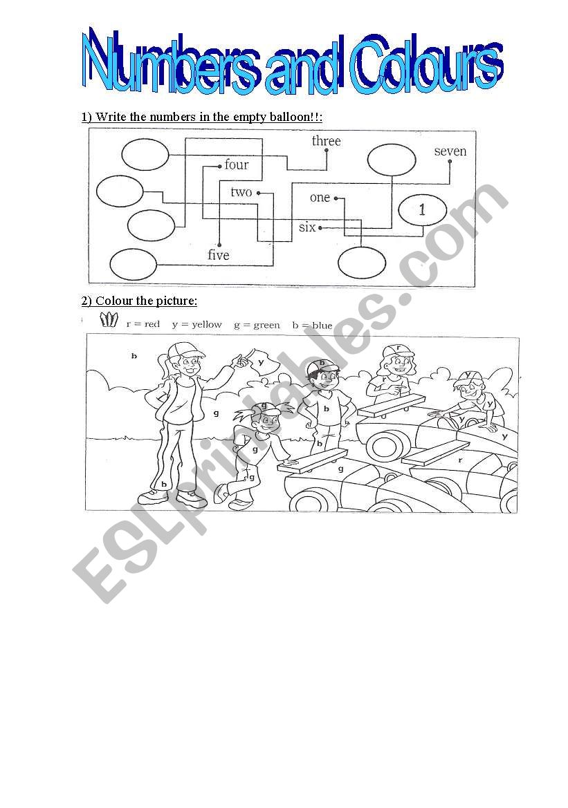 Numbers and colours!!! worksheet