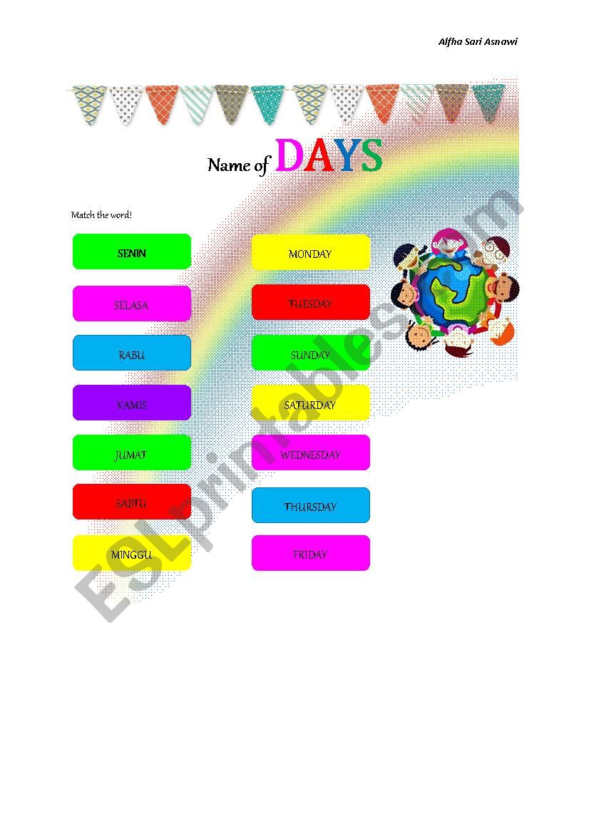Name of Days and Months worksheet