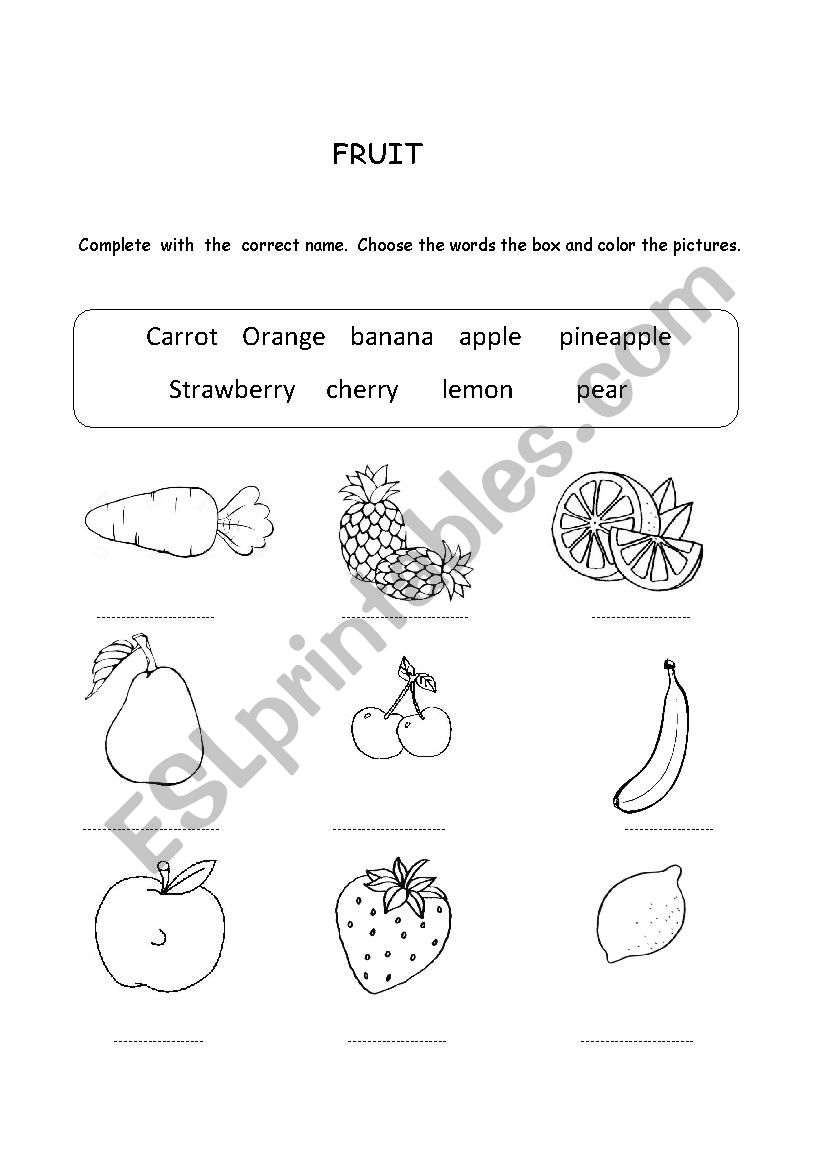 fruit worksheet