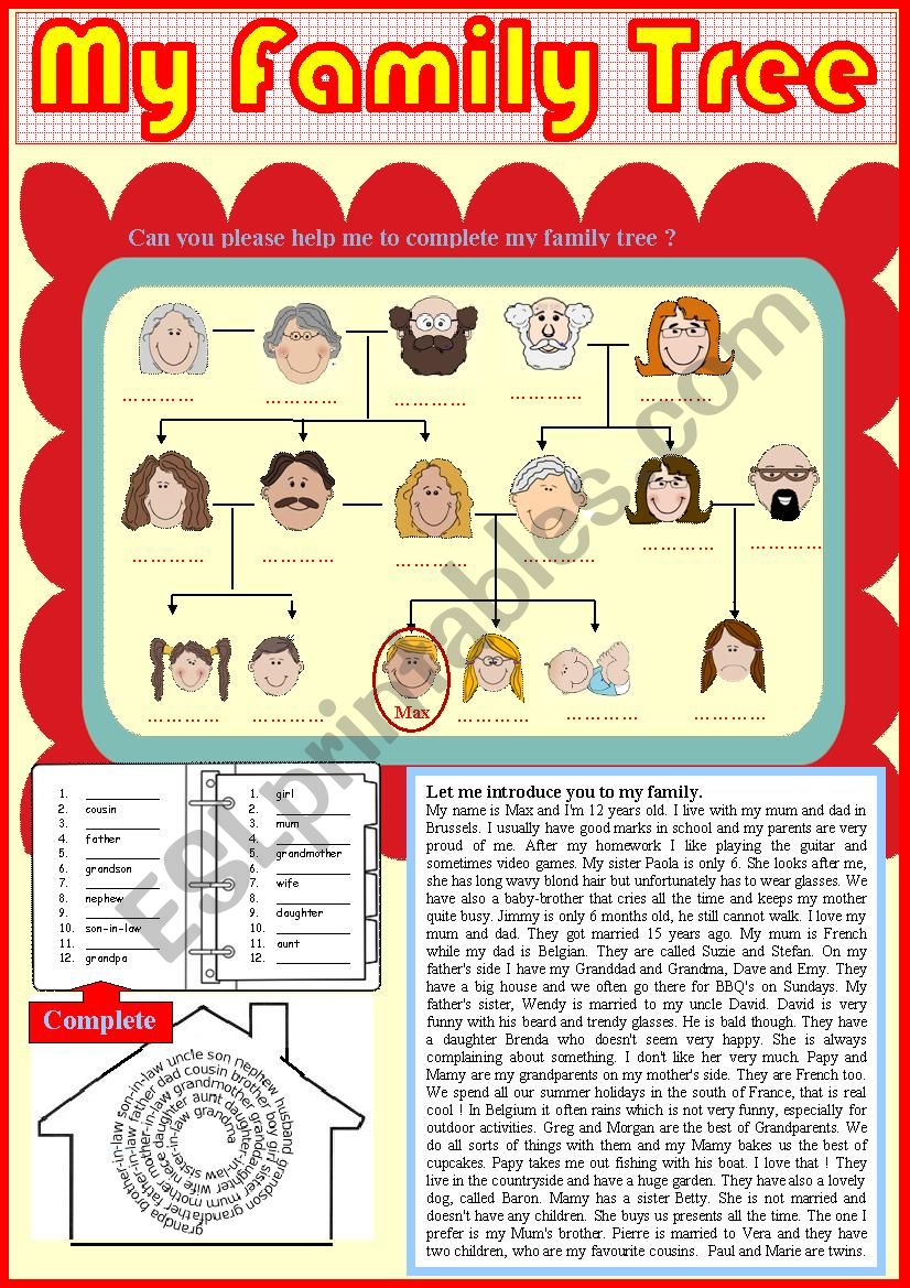 My family tree 15/.. worksheet