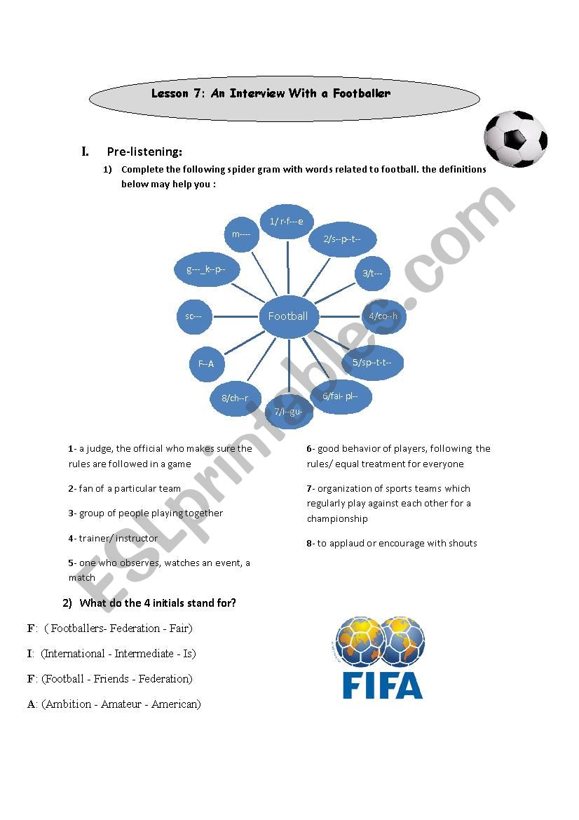 Lesson 7 2nd form an interview with a footballer