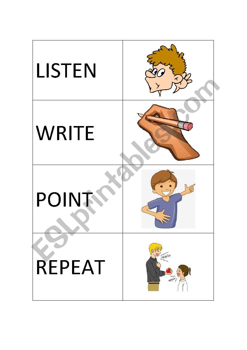 Classroom commands worksheet