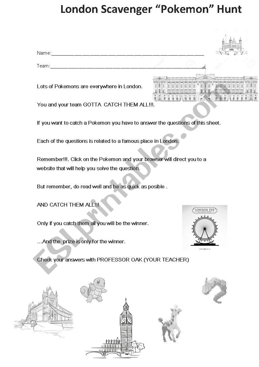 LONDON SCAVENGER POKEMON HUNT Questions