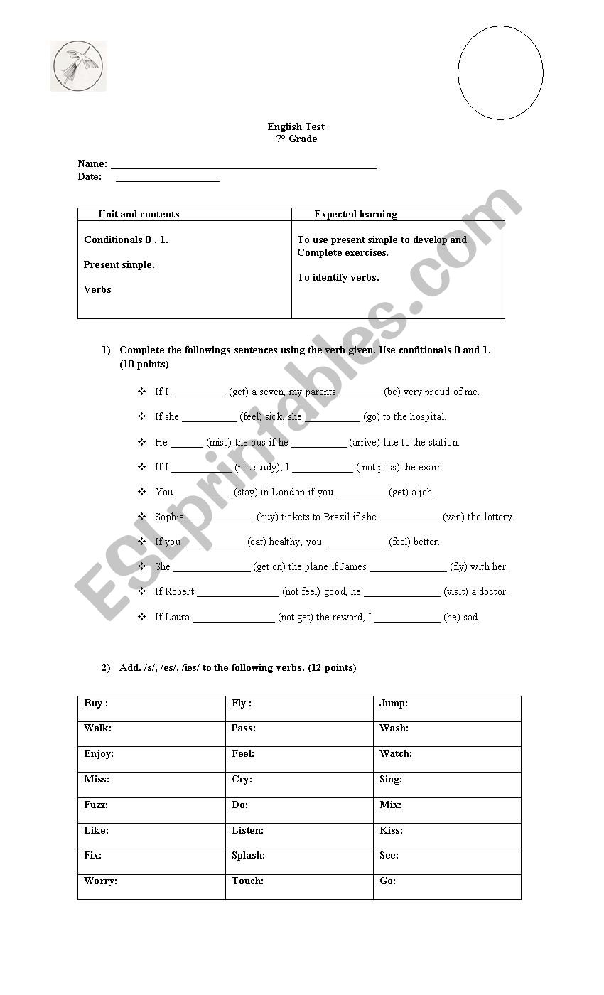 English test present simple and conditional 1